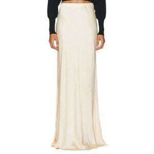 L'AGENCE x REVOLVE Zeta Skirt in Pearl Medium New Womens Satin Long Maxi